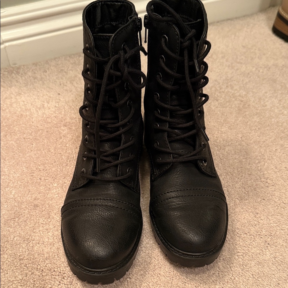 Black Lace-Up Ankle Boots
